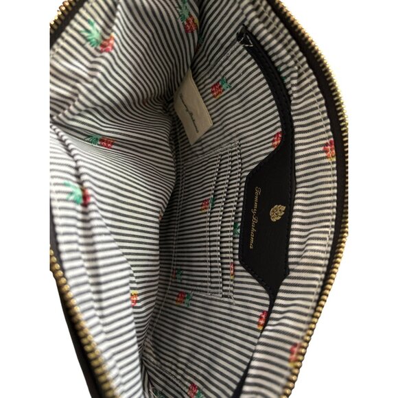 Tommy Bahama Navy & White Linen Blend Floral Embroidered Wristlet Clutch Bag - Picture 5 of 8